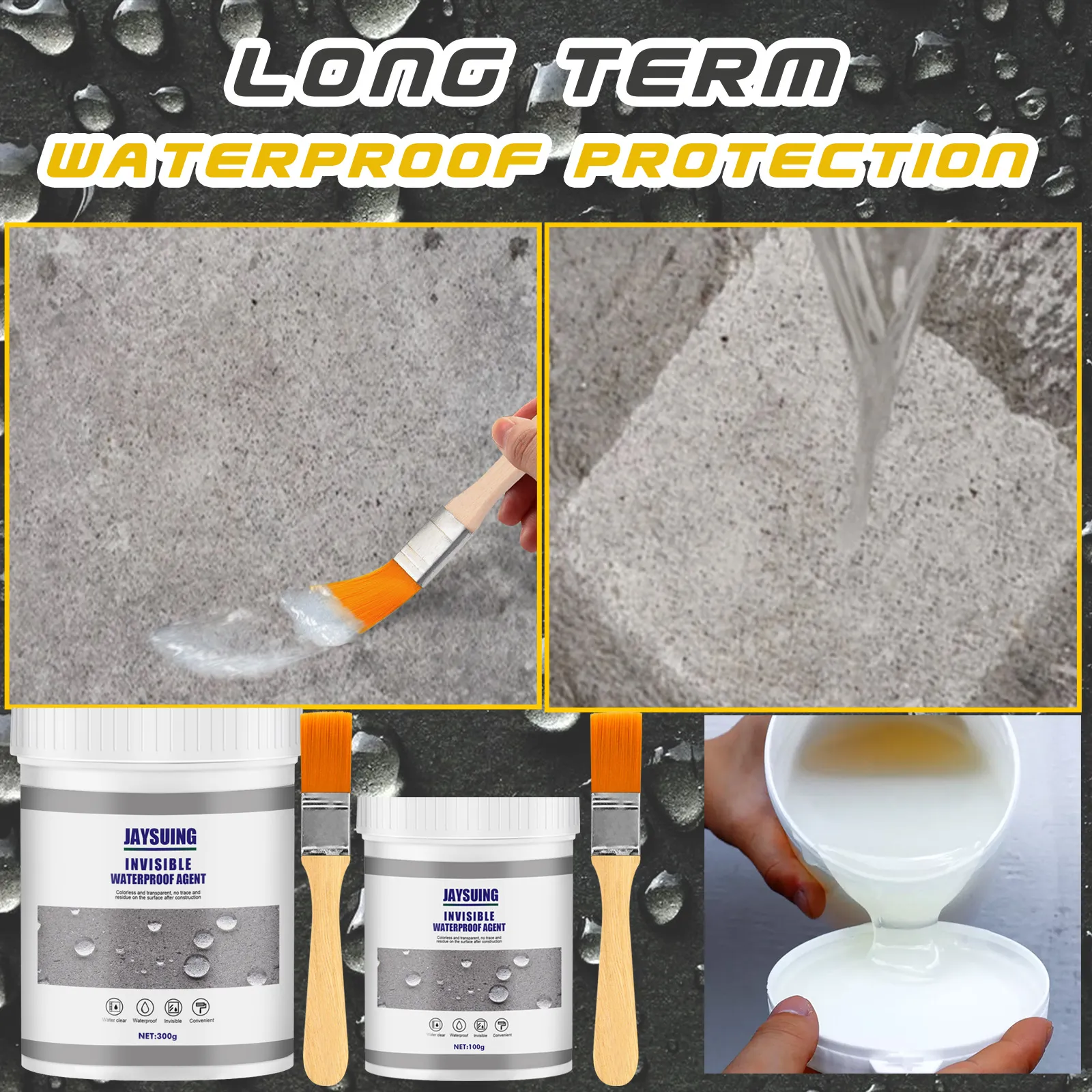 Transparent Waterproof Glue Exterior Wall, Bathroom, Toilet, Floor Tile,  Penetrating Type Waterproofing Agent, Wall Leakproof Coating Color  100g+brush