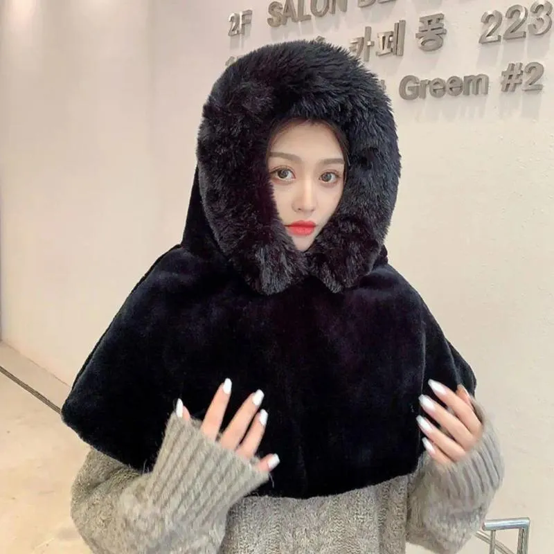 베레모 2023 겨울 따뜻한 모자 여분의 두꺼운 단색 내마모 풍력 방출 여성 봉제 케이프 의류