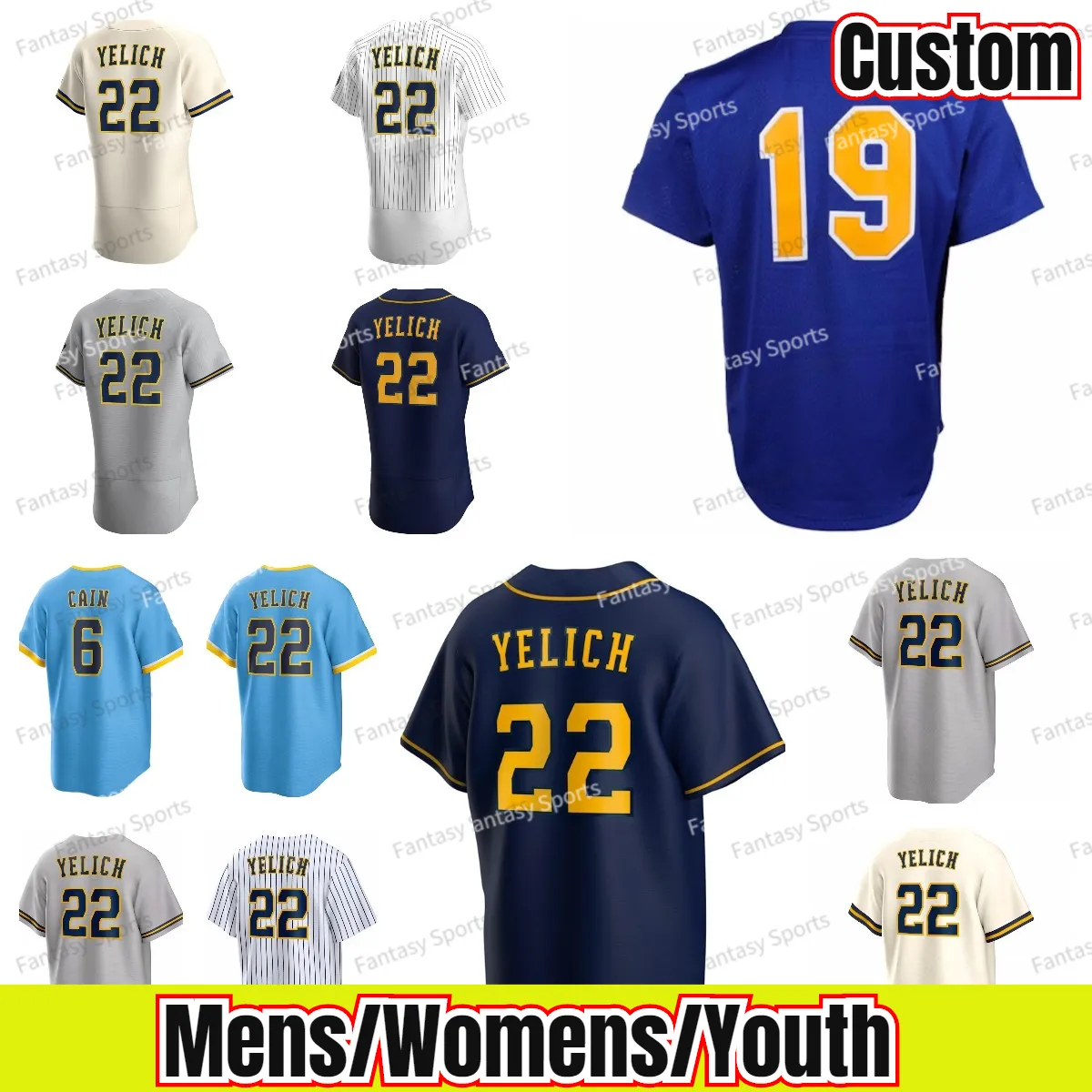 22 Chrześcija Yelich Jersey Willy Adames Josh Hader Baseball Hoby Milner Corbin Burnes Rowdy Tellez Manny Pina Kolten Wong Ryan Braun 6 Lorenzo Cain Szygowane koszulki