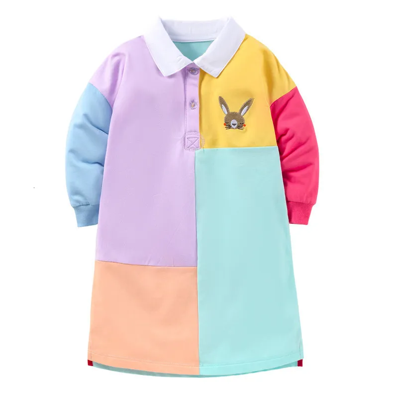 Sukienki dla dziewczynki Skoki Mierniki Przyjazd dziewczęta Polo jesienne wiosna Dzieci kolorowe maluch dla dzieci kostium z długim rękawem 230411