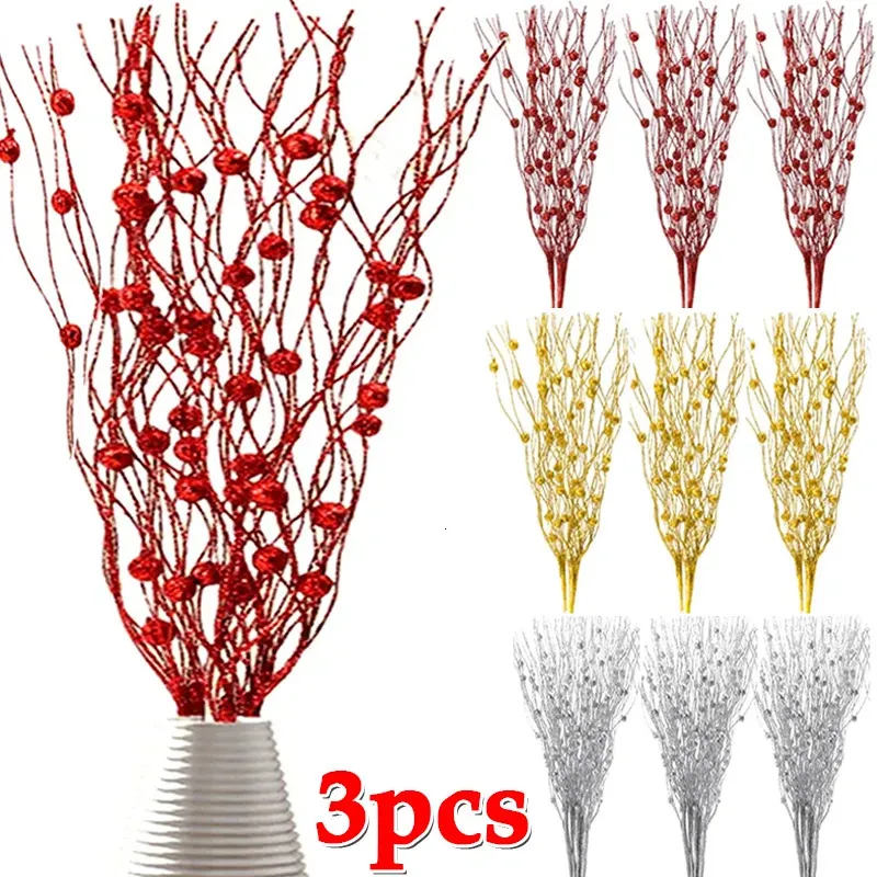 Christmas Decorations 15 piece artificial sparkling berry dried decoration for Choose twigs branch flower stick Holiday wedding party 231110