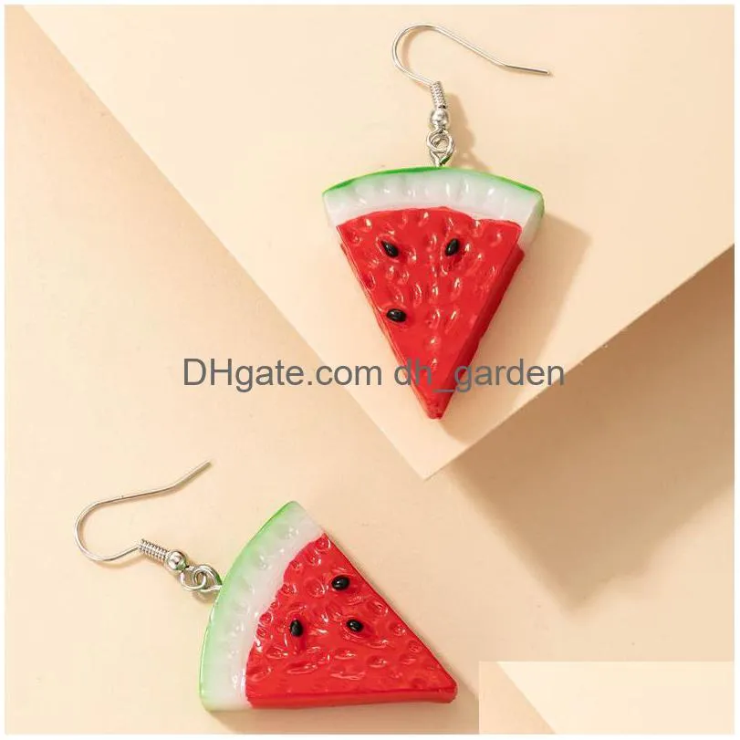 Dangle Kroonluchter Dangle Kroonluchter Mode Watermeloen Hars Druppel Dangel Oorbellen Voor Vrouwen Schattig Fruit Metaal Statement Par Dhgarden Dht0U