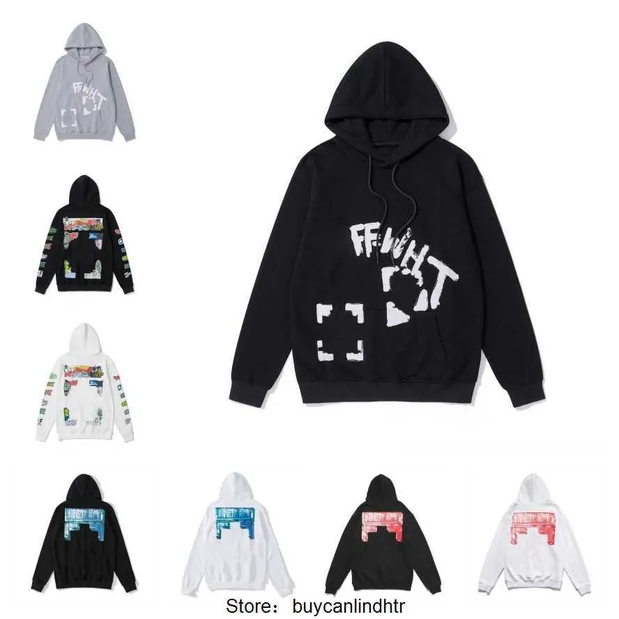 Hommes Loose Offs Sweats à capuche de haute qualité Marque Classic Sweatshirts Sweat à capuche en coton Pull à manches longues Retour Peinture à l'huile Arrow x Femmes Tops à capuche IX8Z