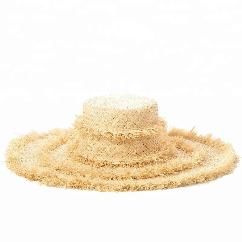 Beanieskull Caps RH Handgjorda naturliga gräshattar Flat Top Wide Brim Sun Beach Raffia Straw With Tassel Decoration 231110