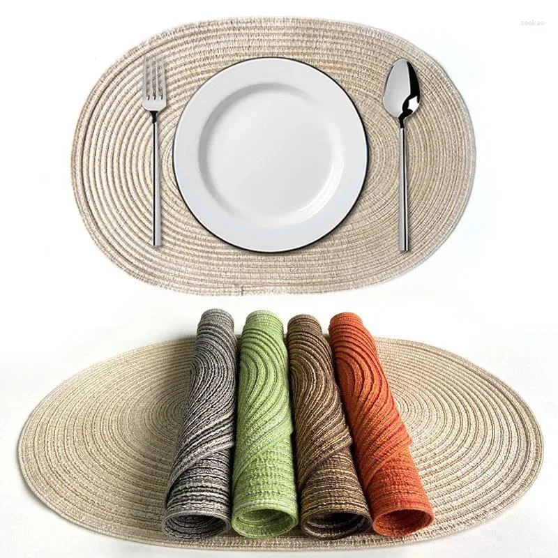 Placemats Katoenen Garen Ramee Ovale Placemat Japanse Warmte-isolatie Pads Anti-Brandwonden Pot Handgeweven Thuis Mat