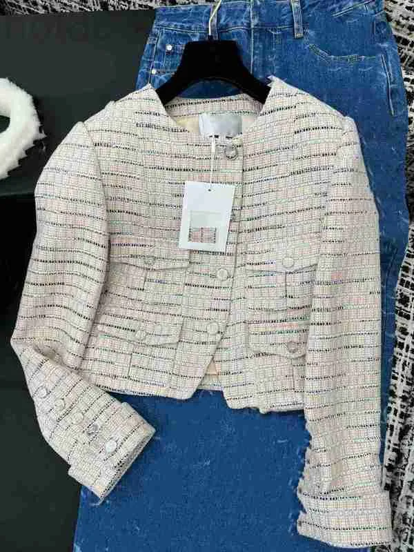 Vestes pour femmes Designer 23 Pre Automne Nouveau Chic Polyvalent Quatre Poches Design Stripe Slim Manteau de Laine H5GV
