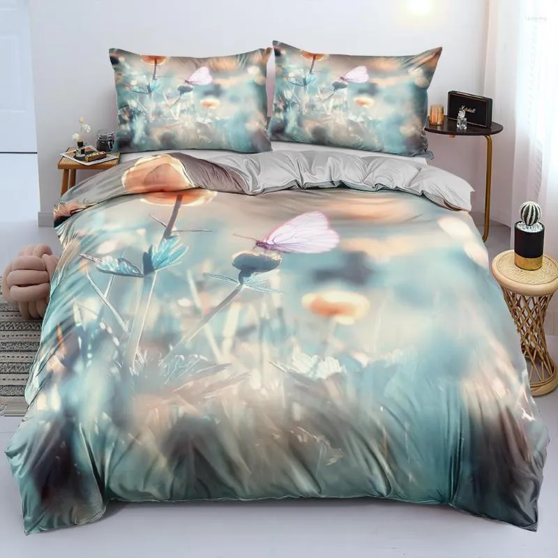 Juegos de cama 3D personalizado ropa de cama funda nórdica diseño de plantas 220x240 tamaño King fundas de edredón nórdico gris hogar Textil