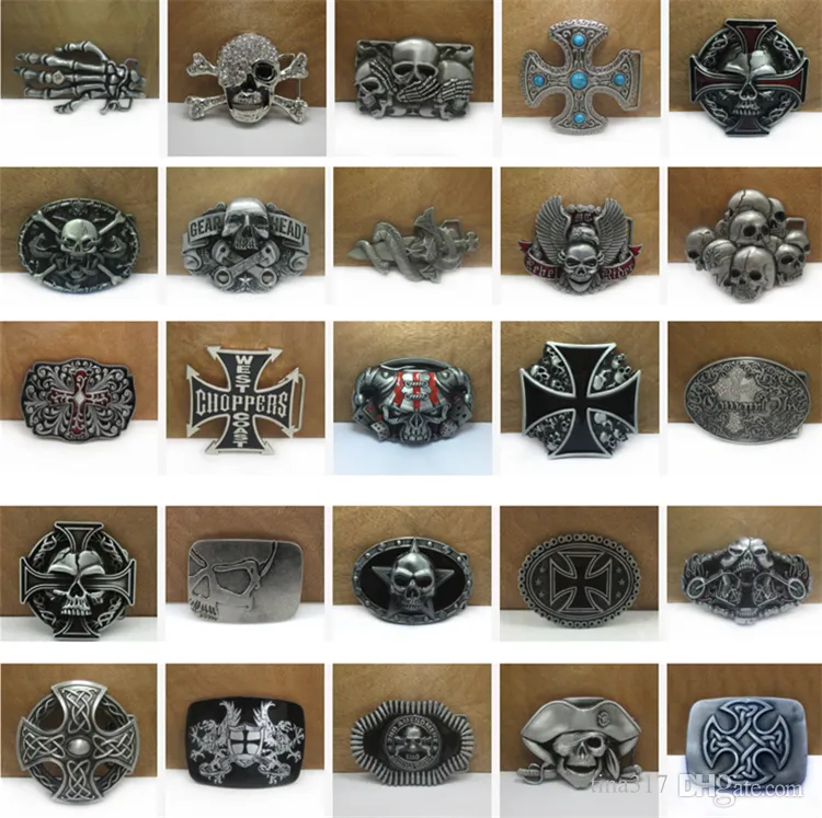 Cinturones de moda Hebillas Banderas americanas Águila Hombres Hebillas de cinturón Vintage Cruz del cráneo Bandera de estrella Rectángulo BeltBuckleC009