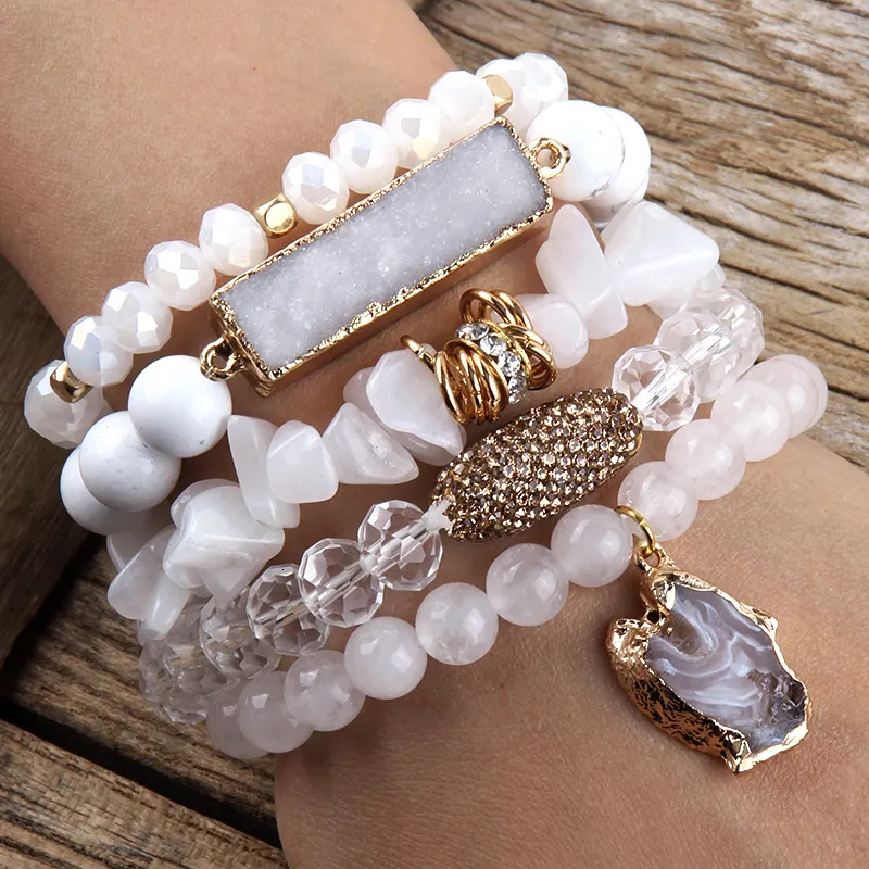 Очарование браслетов RH Fashioner Designer Beadered Bracelet Sets Druzy Charm 5pc Stack Bracelets Set для женщин -ювелирных изделий 230410