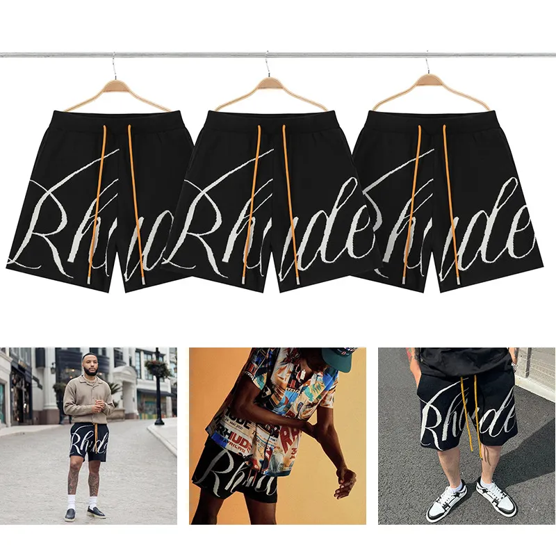 Amerikansk sommarmode andas casual män rhude Jacquard stickade basketshorts med dragsko