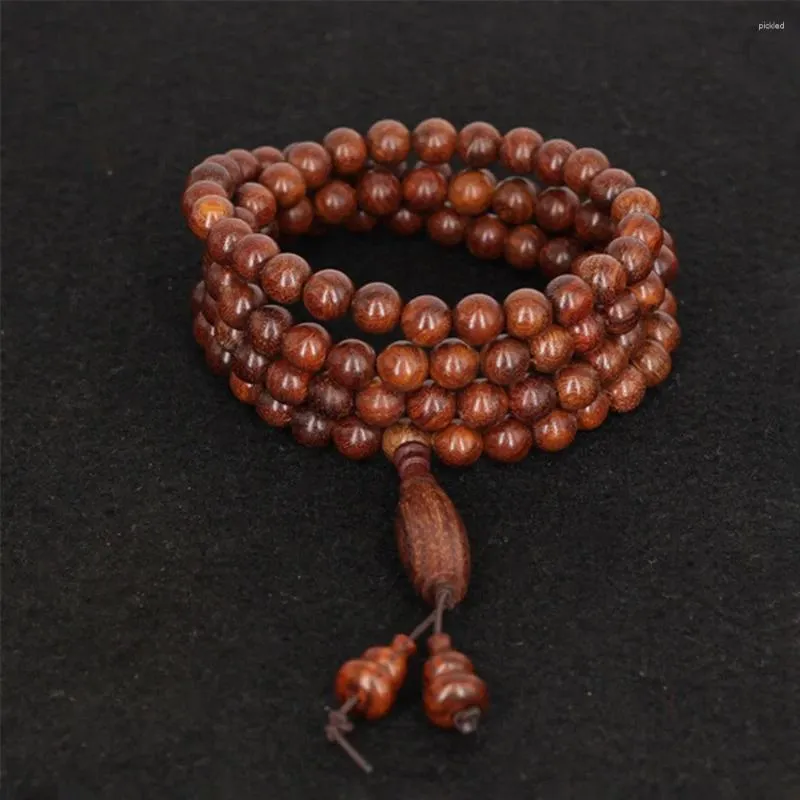 Strang 8mm natürliches rotes Sandelholz 108 Mala Perlenarmband Verkauf von Dzi mit Kürbisholz Gebetsarmbändern oder Halskette Unisex-Schmuck