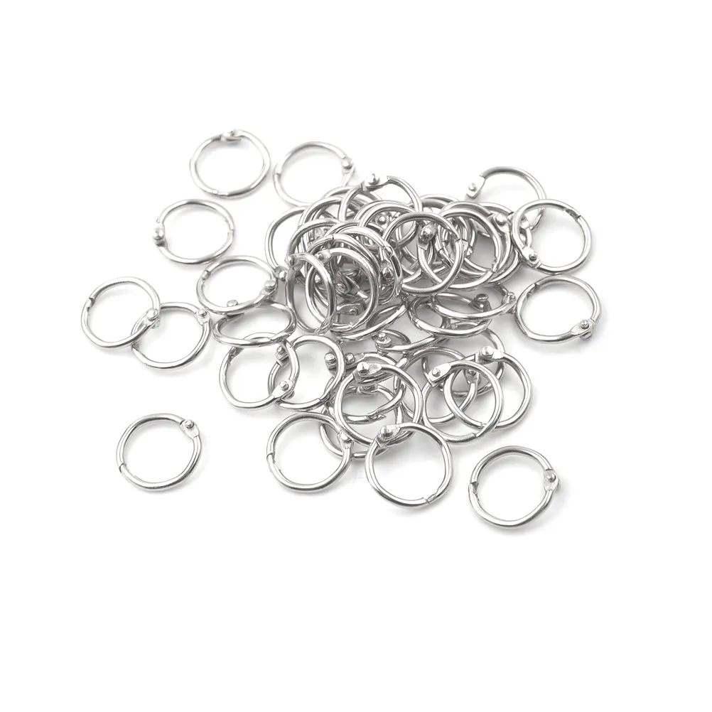 50pcs/pack Staple Book Binder 20mm Outer Diameter Loose Leaf Ring Keychain Circlip Ring