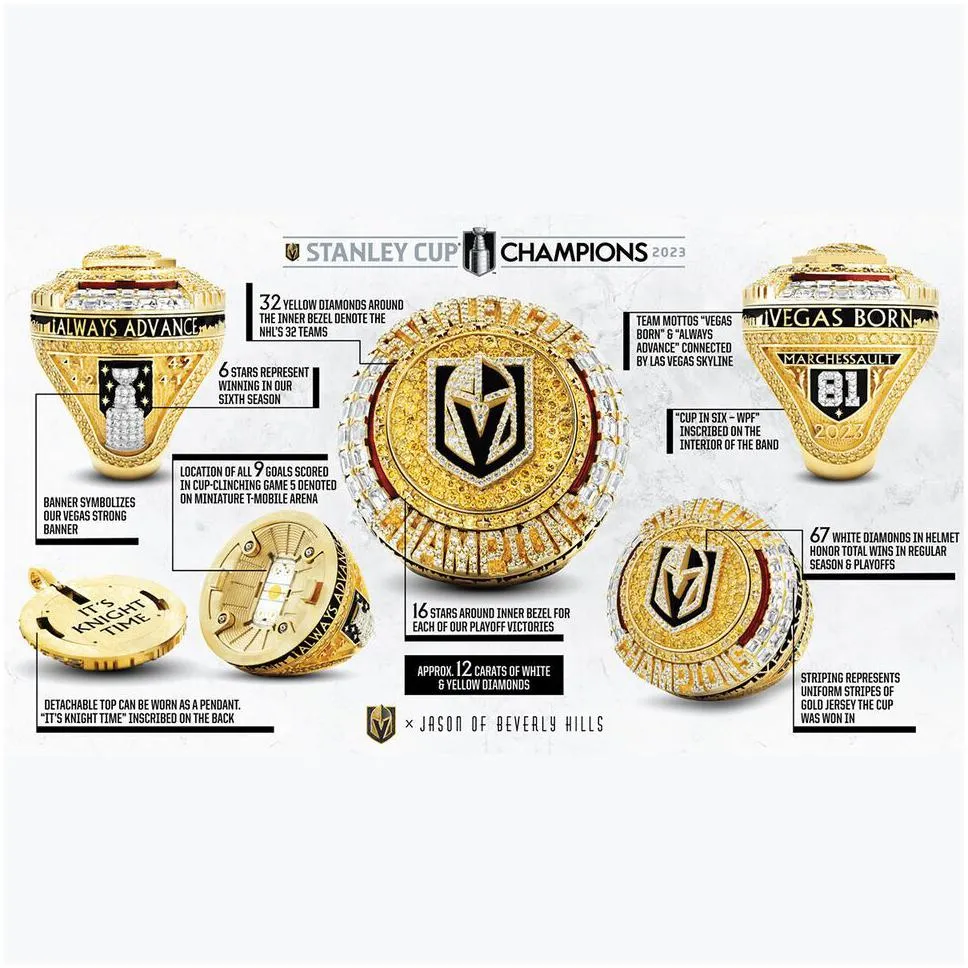 2022 2023 golden knights cup team champions championship ring with wooden display box souvenir men fan gift drop shipping