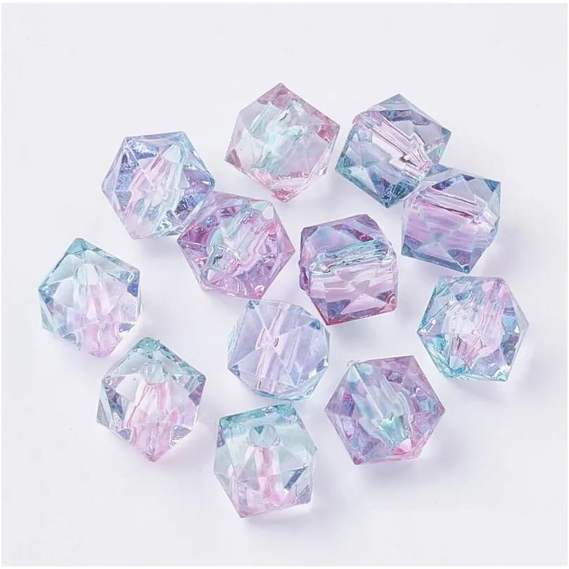 100Pcs/Lots Diy Acrylic Beads Polygon Paint Transparent For Beaded Bracelet Fashion Accessories Wholesale Drop Delivery Dhh3M