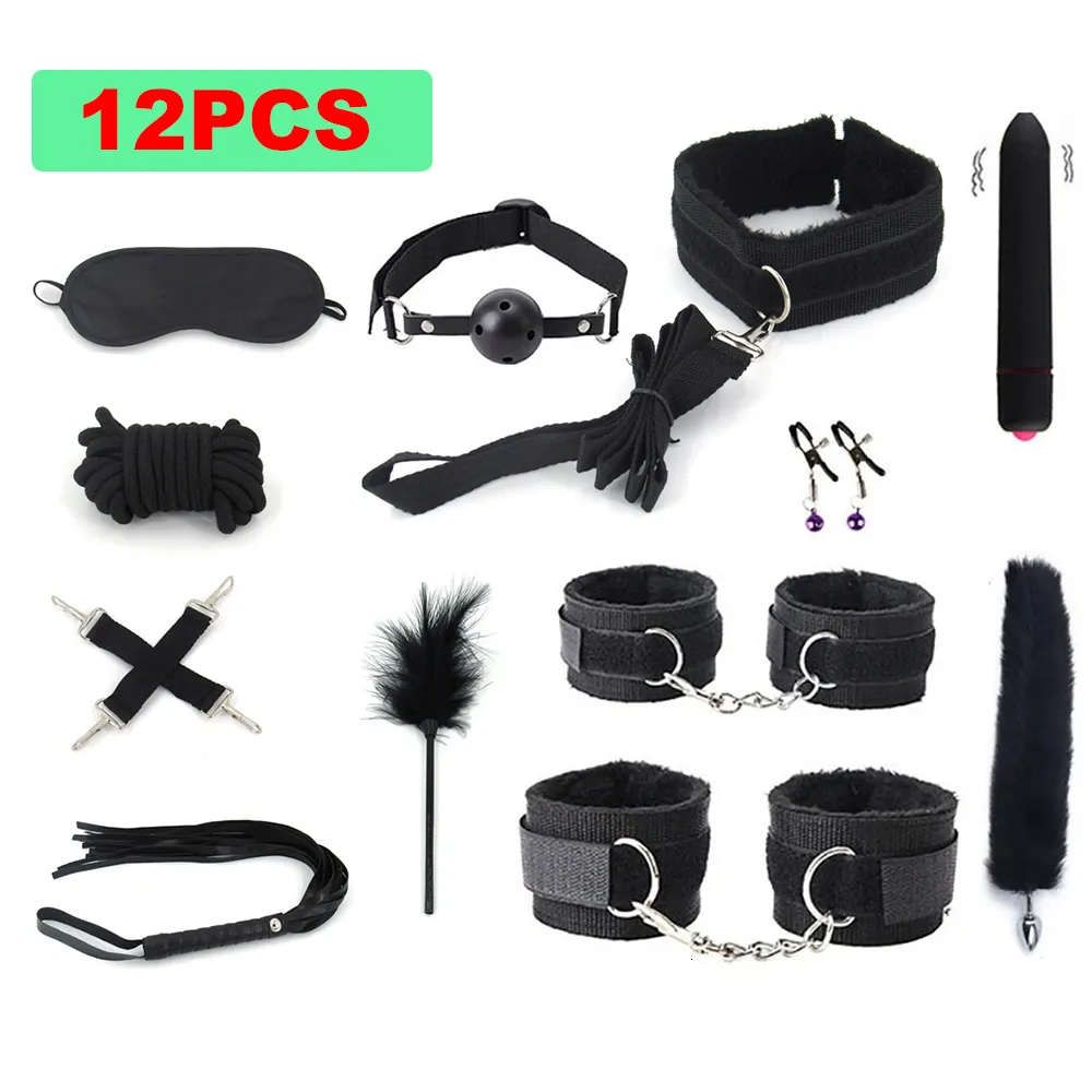 Cockrings 71012 PCS Kit de Bondage BDSM Ensemble de cuir Kits de retenue Jeux pour adultes Sex Toys érotiques pour femmes Couples Esclave Menottes 230411