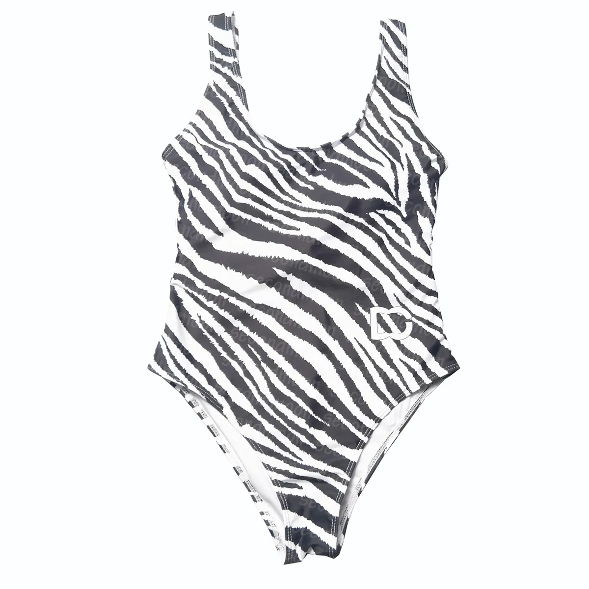 Roupa de banho com estampa de zebra feminino de traje de praia de verão de um pedaço de maiô de maiô de banho impresso no maiô de surf