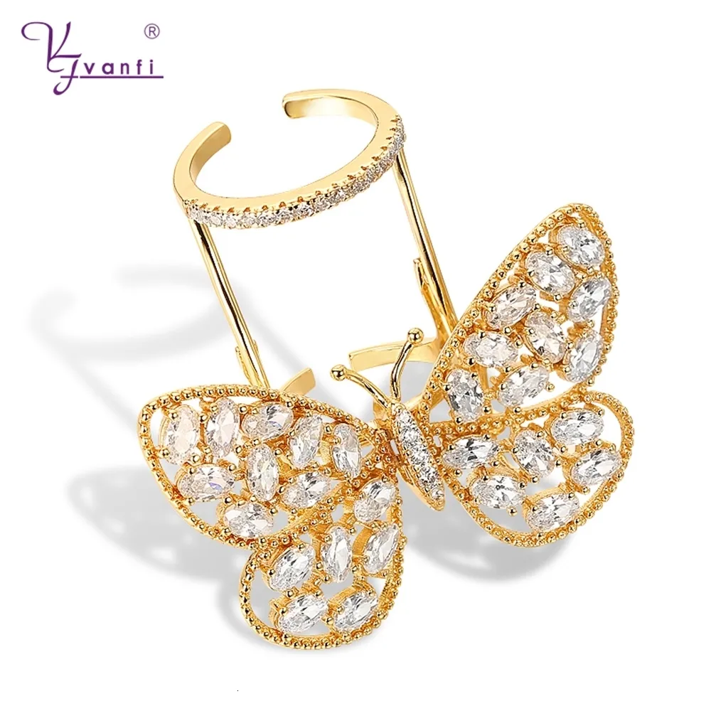 Band Rings Factory Promotions Gold Color Moving Butterfly Action Shape Jewerly Ring High Quality Rings for Women Gift Free Size 230410