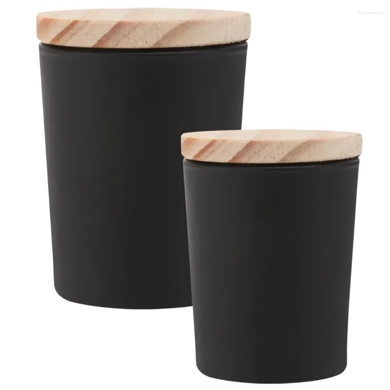 Ljushållare 4 datorer svarta diy containrar glas teealight votives för ljus trä klar