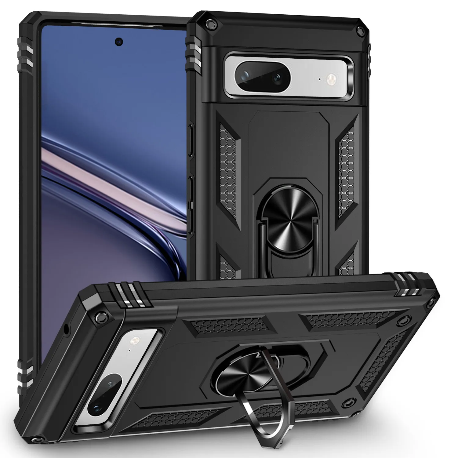 Ring Stand Kickstand Case For Google Pixel 8 Pro 7A 6 7 Pro Moto Motorola G 5G G Power Stylus 4G 5G Play 2023 Metal Rotating Holder Armor Shockproof Drop Cover