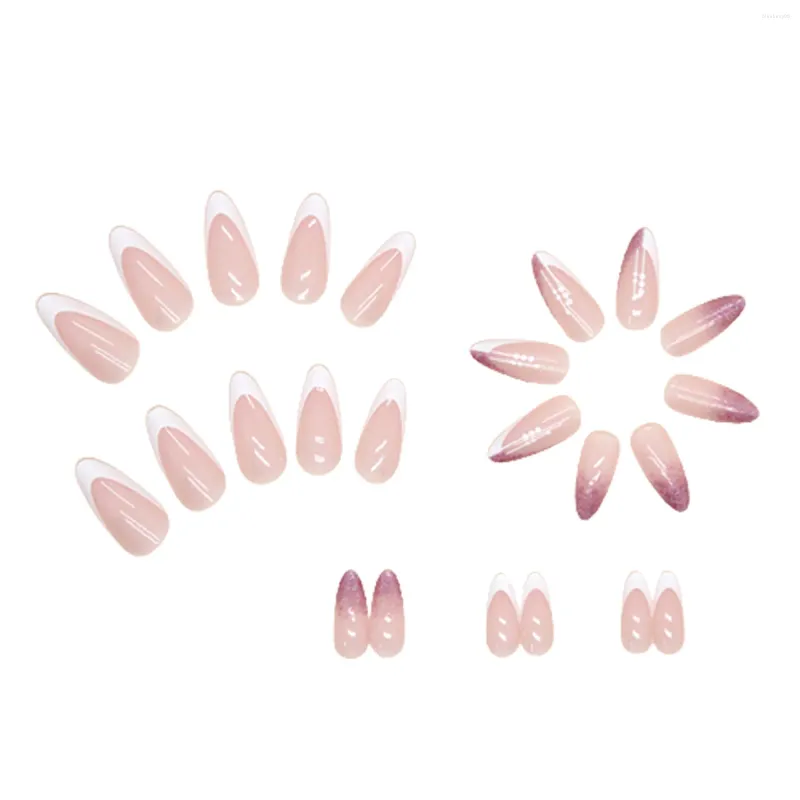 Falsas Nails 24pcs Prensa de almendras en el kit de uñas de gel reutilizable con brillo brillante para bricolaje en casa Manicura