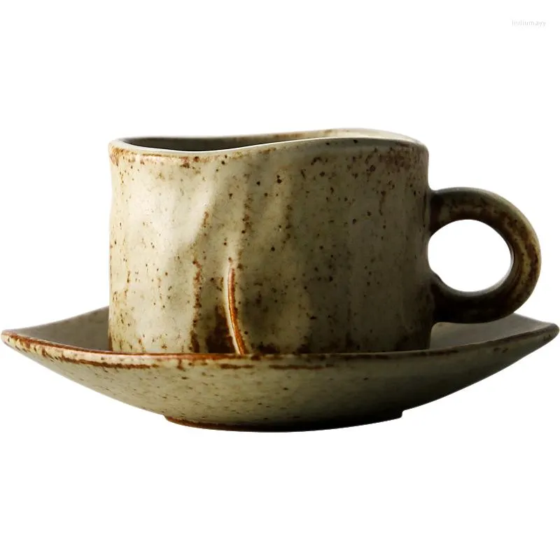 Tazze piattiere portatili tazze da caffè retrò e set di piattini ceramica ceramica giapponese taza di alta qualità ceramica prodotti domestici