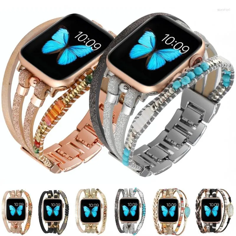 Bracelets de montre bijoux Bracelet en métal pour Apple Ultra 8 7 49mm 45mm 41mm femmes Style bohème Bracelet bande 6 5 4 3 SE 44mm 40mm 42mm 38mm