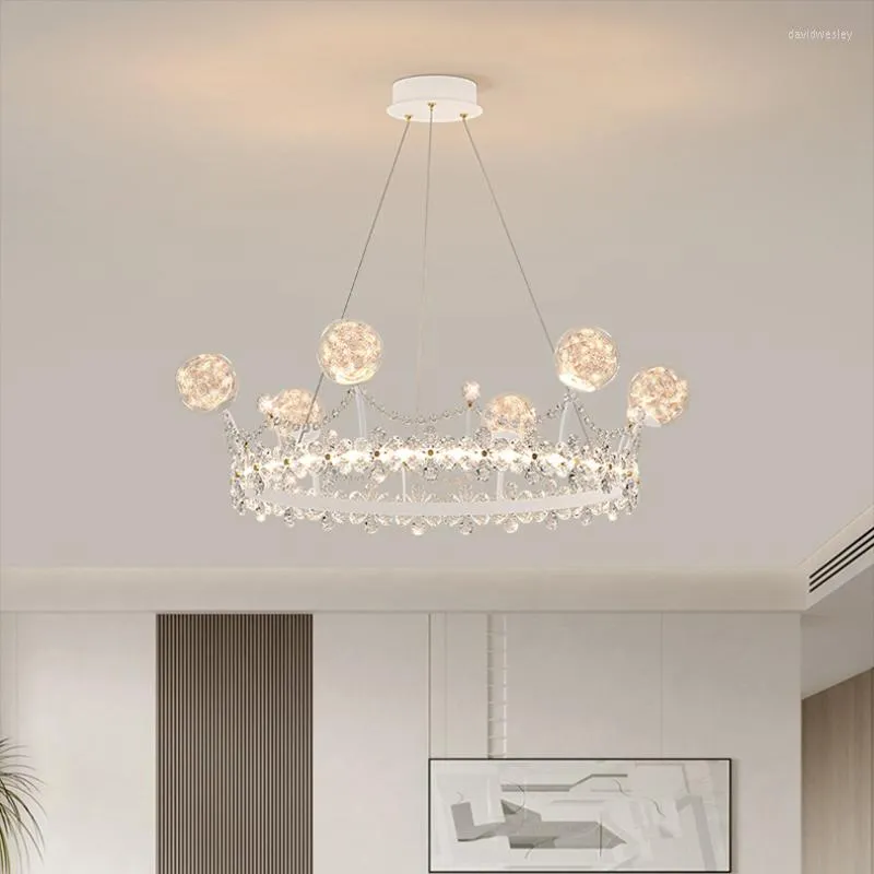 Chandeliers Crystal Crown Boys Garotas Bedroom penduradas Modern Romântico Quarto Quente Criança Decoração Princesa Candelador