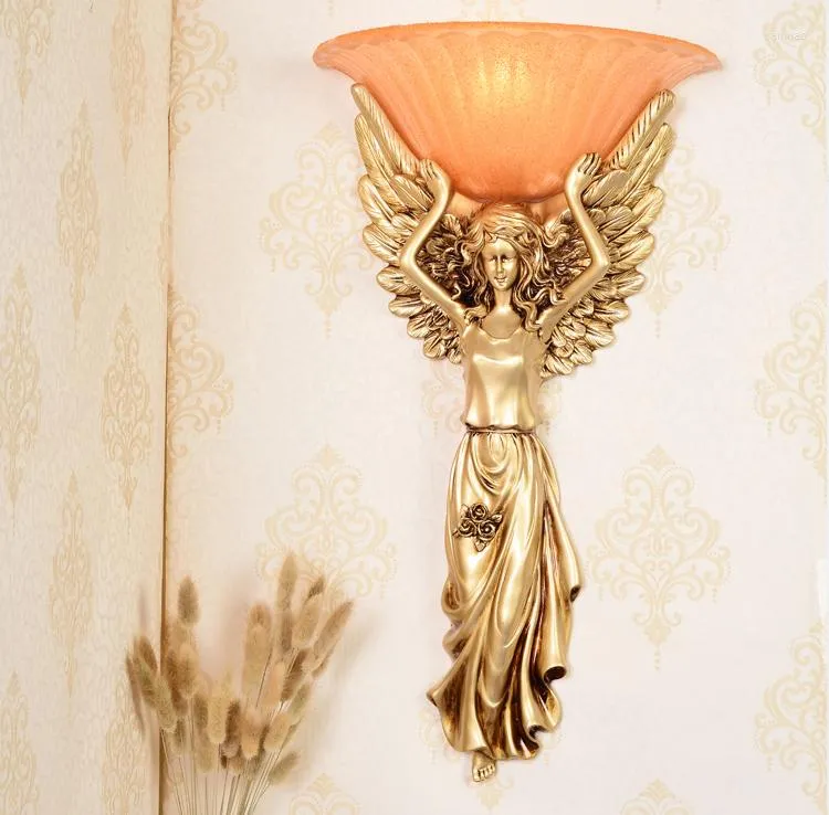 Wall Lamp European Sitting Room Background Lamp. The Bedroom Berth Goddess Resin Angel