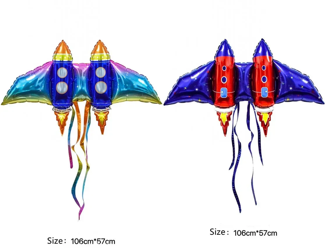 Balões de foguete pendurados nas costas, asas, fornecimento de festa, filme de alumínio de hélio, desenhos animados, balões infantis, multicolorido, adorável, decoração de festa de aniversário, novo