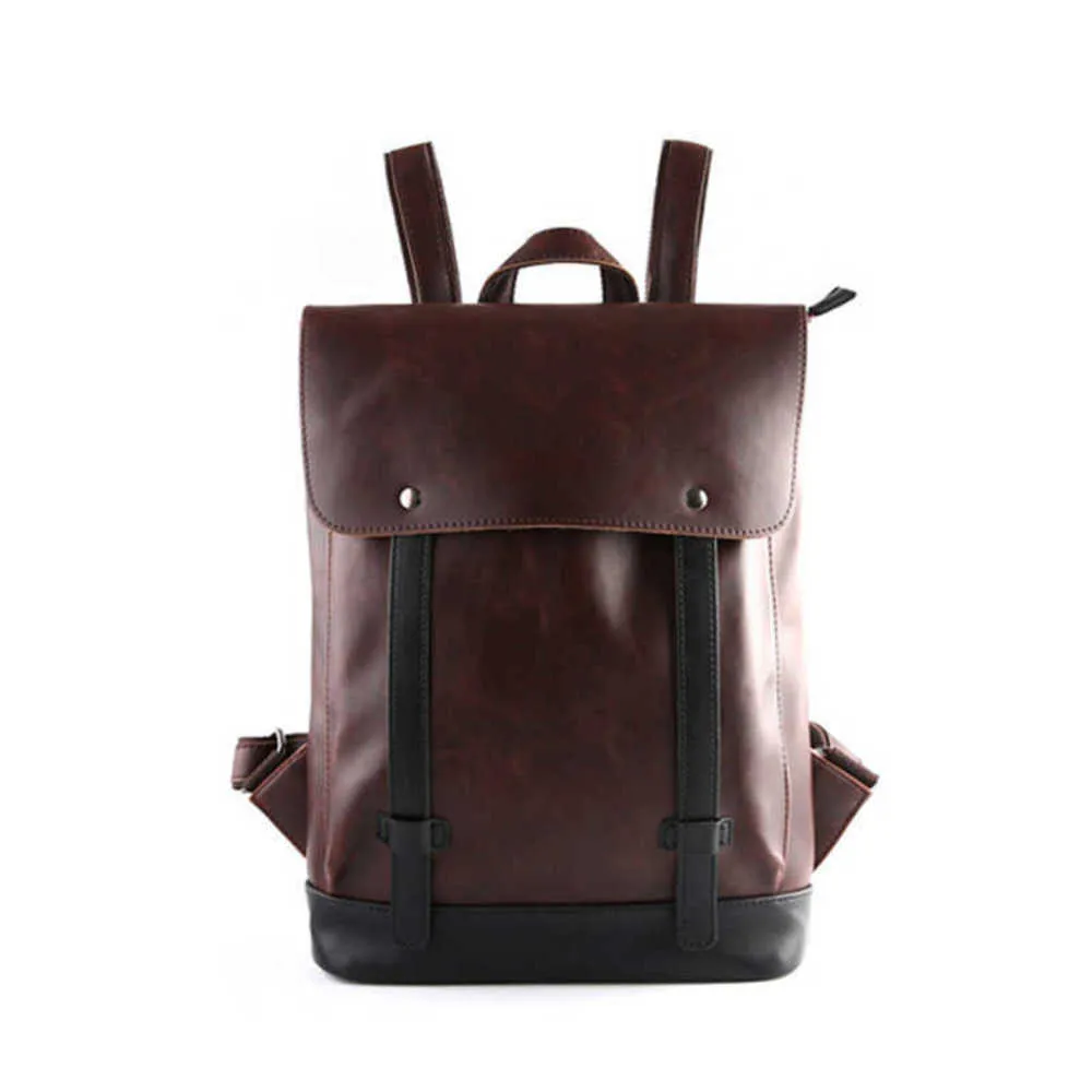 Retro Men's Backpack Bag Luxury Crazy Horse Leather Backpack Men School Backpack College Book Bag Rucksack Men Shoulder Bags 230411