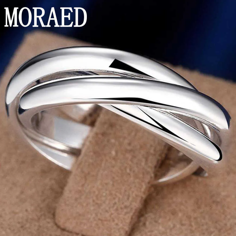 Bandringen 925 Sterling Silver Three Cirkes Rings For Women Fashion Wedding Engagement Party Charm Jewelry Gift P230411