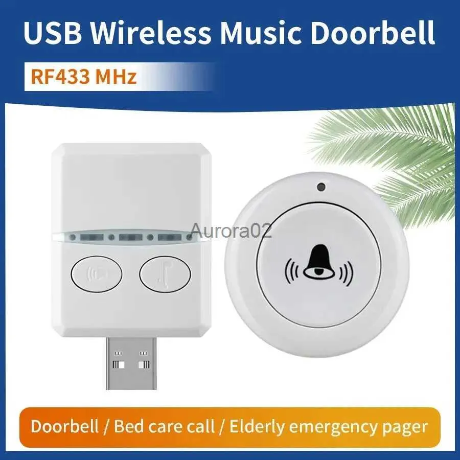 Doorbells Wireless Doorbell for Home Outdoor USB Door Bell DC 5V RF433 MHz Pairing Remote Control 30 Ringtongs Volume Adjust Bed Care Call YQ231111