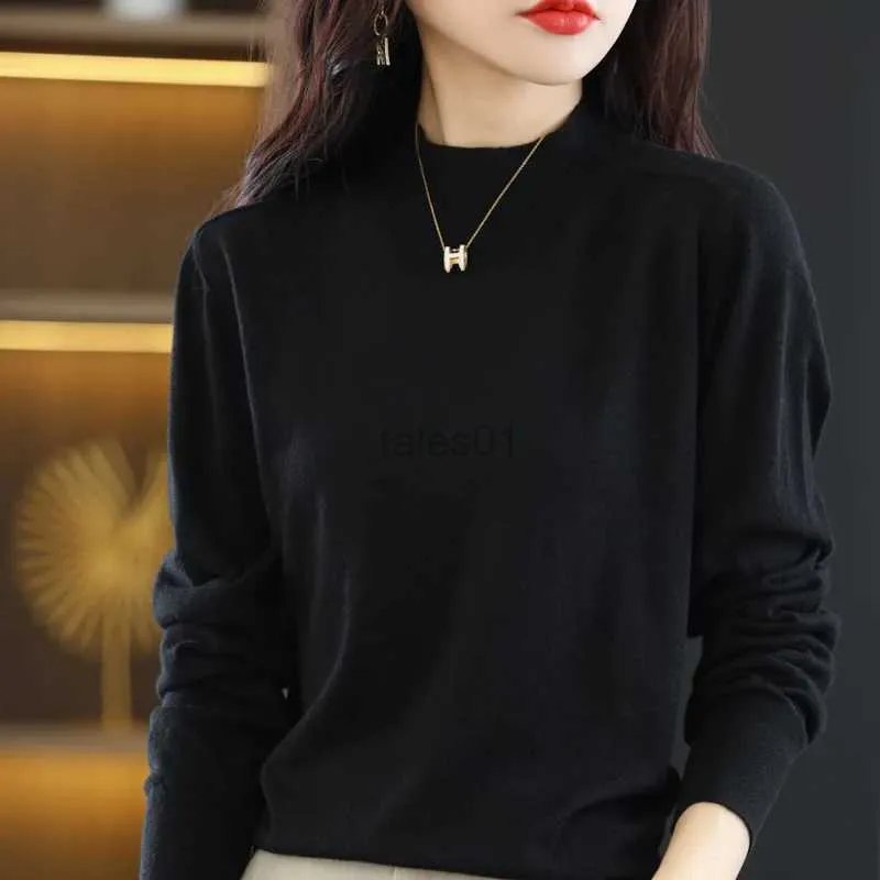 Kvinnors tröjor Erdos 100 Pure Cashmere Sweater Women s Spring Autumn Thin High Neck Base Shirt Innerwear Fine Wool Top Zln231111