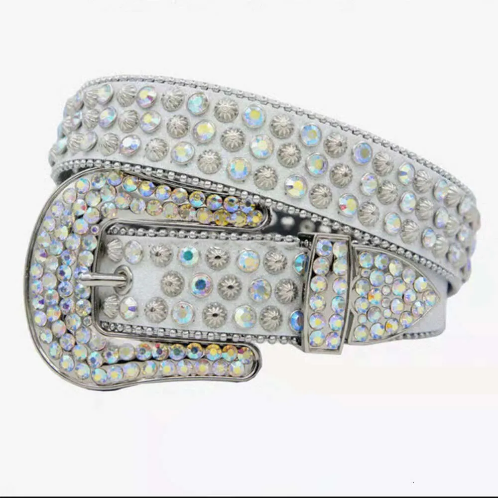 Ceinture de strass de cowboy occidental ceinture de diamant synthétique bling rockstar ceinture de strass blanc