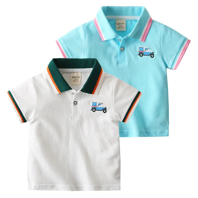 T-Shirts Stickerei Auto Jungen Polo T-Shirt Elegant Kleinkind Tops Qualität Mode T-Shirt Baumwolle Sommer Kinder Shirt Kinderkleidung 230411