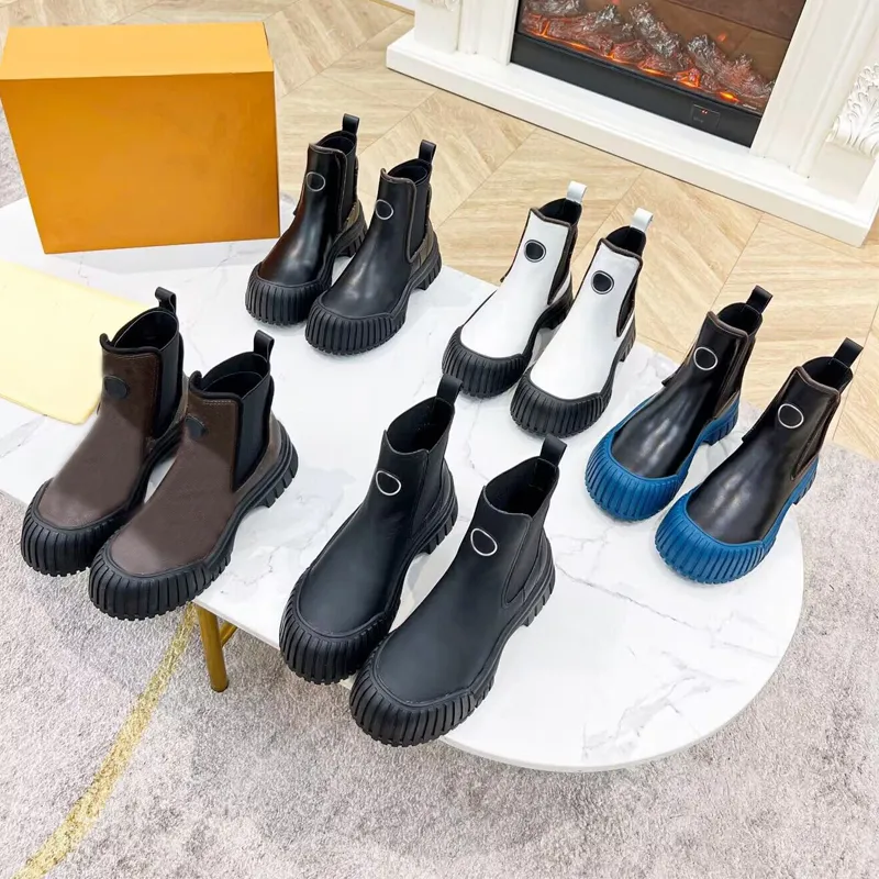 Designer-Stiefel für Damen, Frühling und Herbst, modische High-Top-Schuhe aus 100 % Leder, dicker Boden, Buchstaben-Trainer, Plattform, Schnürung, kurze Turnschuhe, Größe 35–41