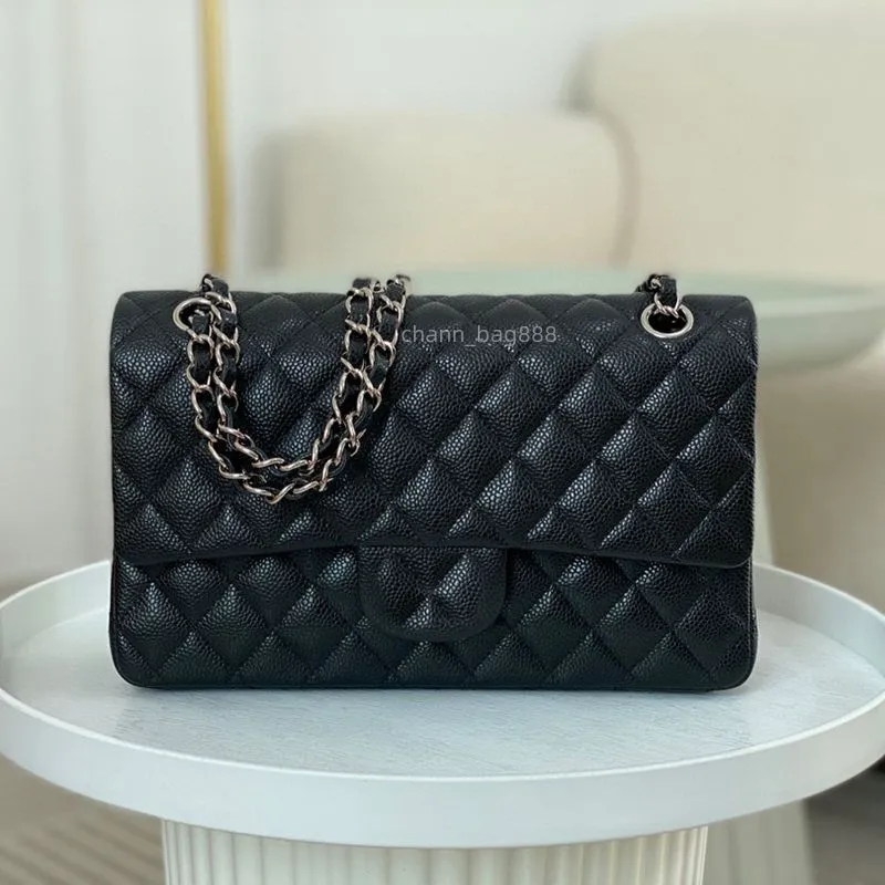 10a toppnivå replikering Luxury Chain Bag Designer Crossbody Bag Handväskor Caviar äkta läderflikväska 25 cm aftonväska med låda gratis frakt