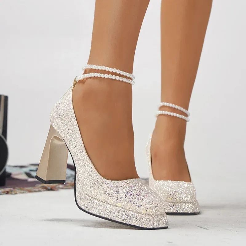 Sequin Gold Pumps For Women Perfect For Parties, Weddings, And Banquets