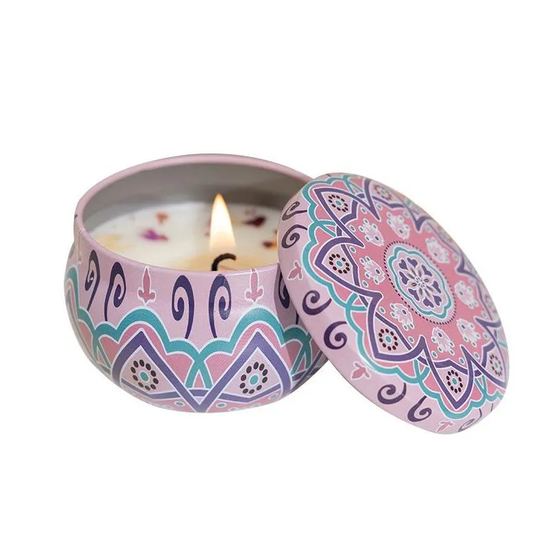 Candele Candela profumata Fiore vintage Perd Barattoli di fragranza Limone Lavanda Sapore di fico Spezie Cera di soia Aromaterapia Olio essenziale di piante Dhvmj