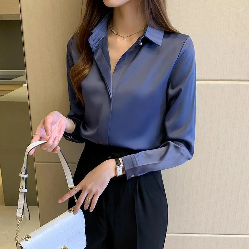 blue satin blouse