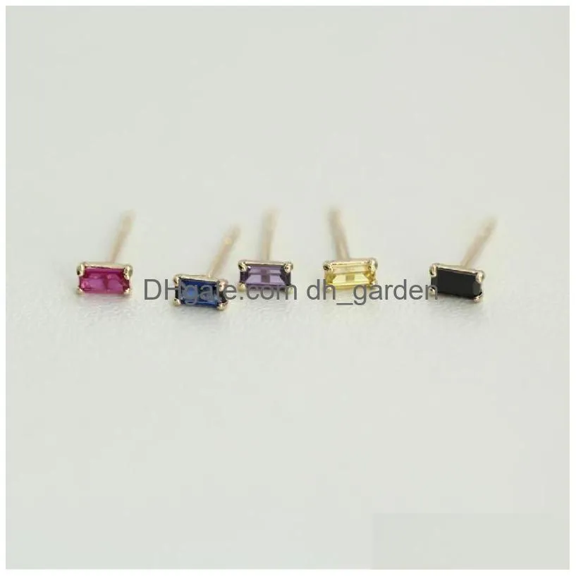 Stud 2021 nuovi orecchini in oro puro 14K nero viola rosa blu giallo zircone cubo per orecchini gioielli consegna di goccia Dhgarden Dhm1H