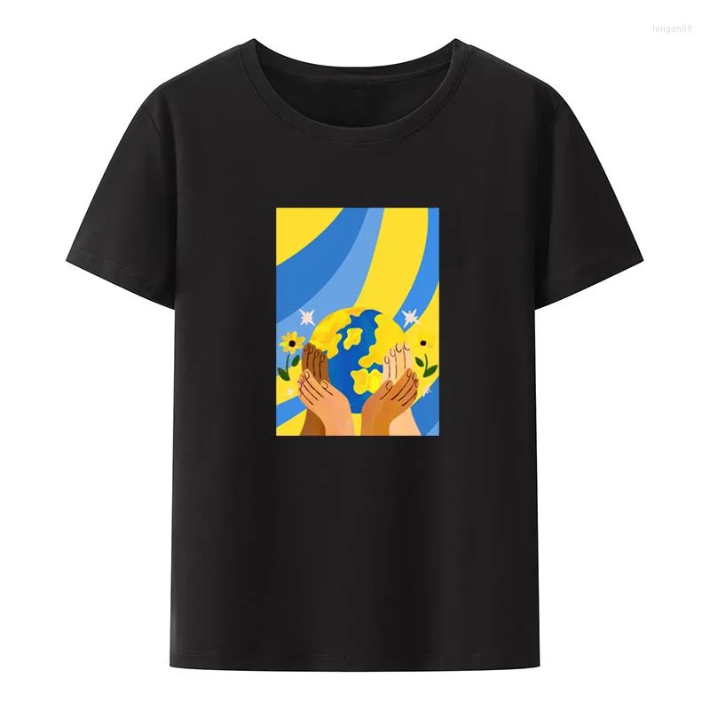 Magliette da uomo Mondo con Ucraina T-shirt Tema per il tempo libero Tee Tops Camisa Pattern T-shirt da uomo larghe Uomo O-Collo Comodo Novità