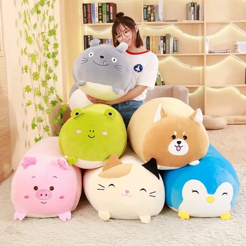 Soft Animal Cartoon Pillow Cushion Cute Fat Dog Cat Totoro Penguin Pig Frog Plush Toy Stuffed Lovely kids Birthyday Gift 30cm LT0047