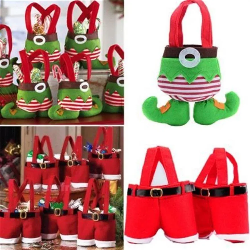 Festive Party Supplies 1pcs Christmas Decoration For Home Santa Pants Christmas Gift Treat Bag Kids Candy Bag320H