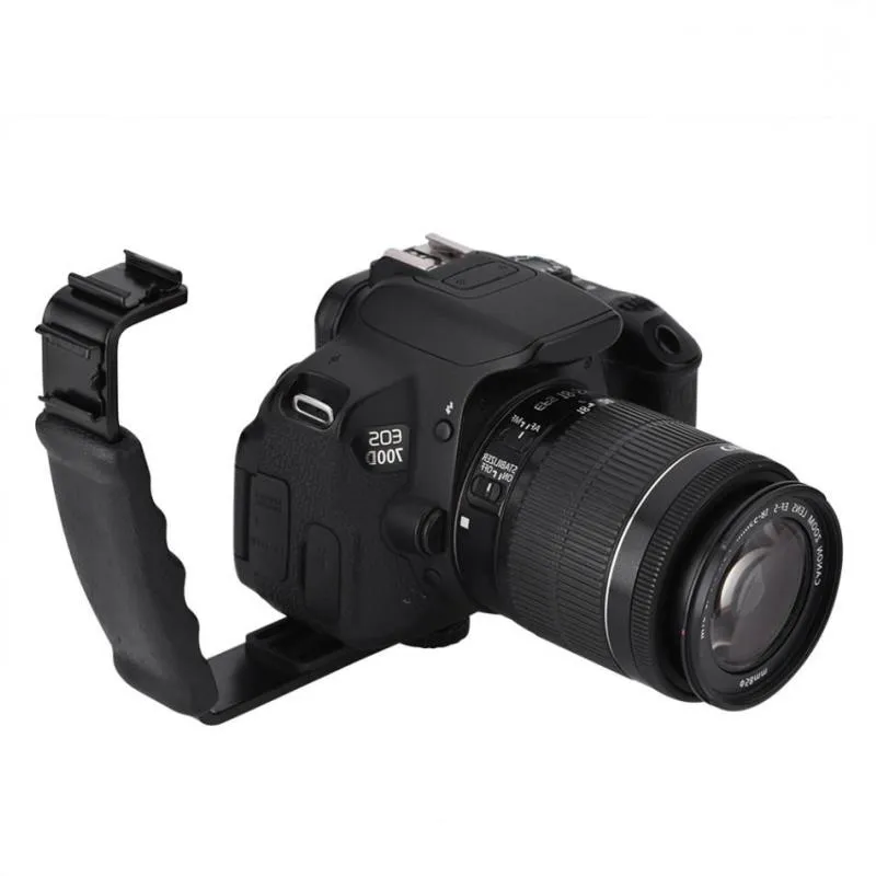Freeshipping Camera Flash L-Bracket Dual Hot Buty Uchwyt uchwyt Aluminiowy Adapter Mounta
