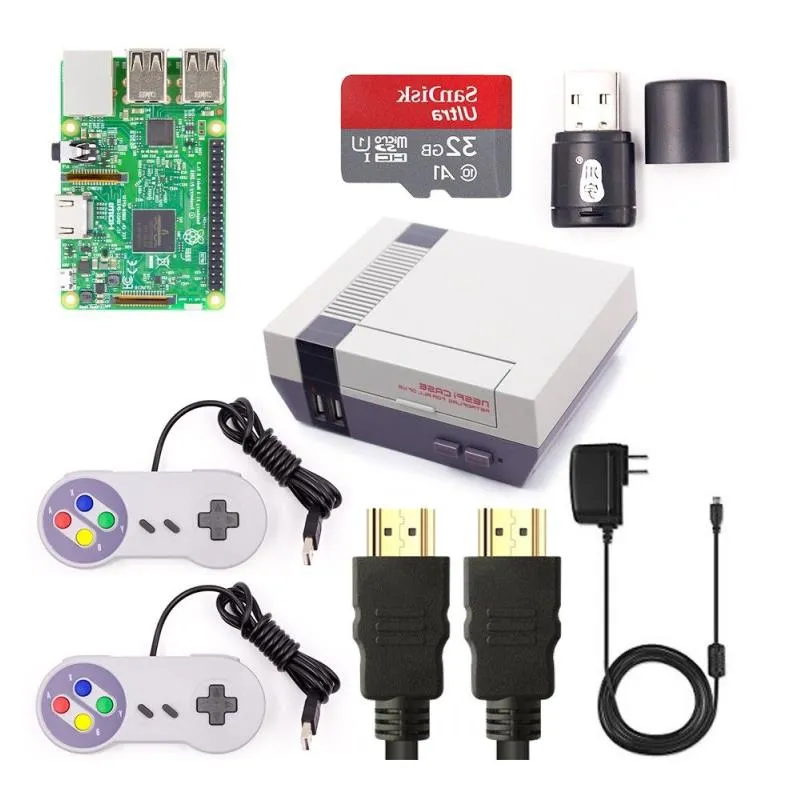 Freeshipping Raspberry Pi 3 Kit completo fai da te Wifi etoothal Raspberry Pi 3 Modello B Alimentatore Retroflag NESPi Case S-Dc-ard Controll Ujer