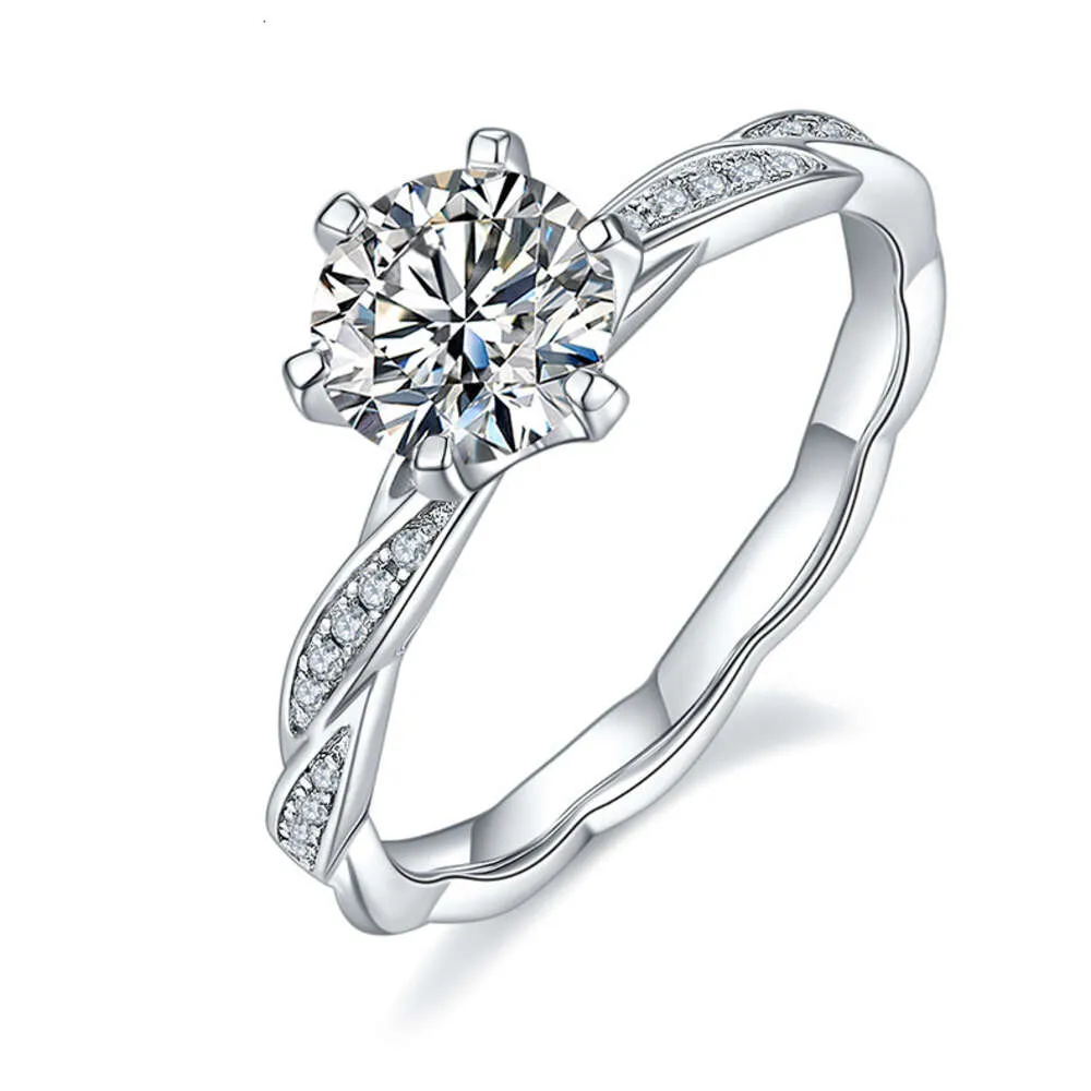 Moissanite Stone 2Solitaire Engement Ring Gioielli da sposa Sterling Sier Anelli di promessa