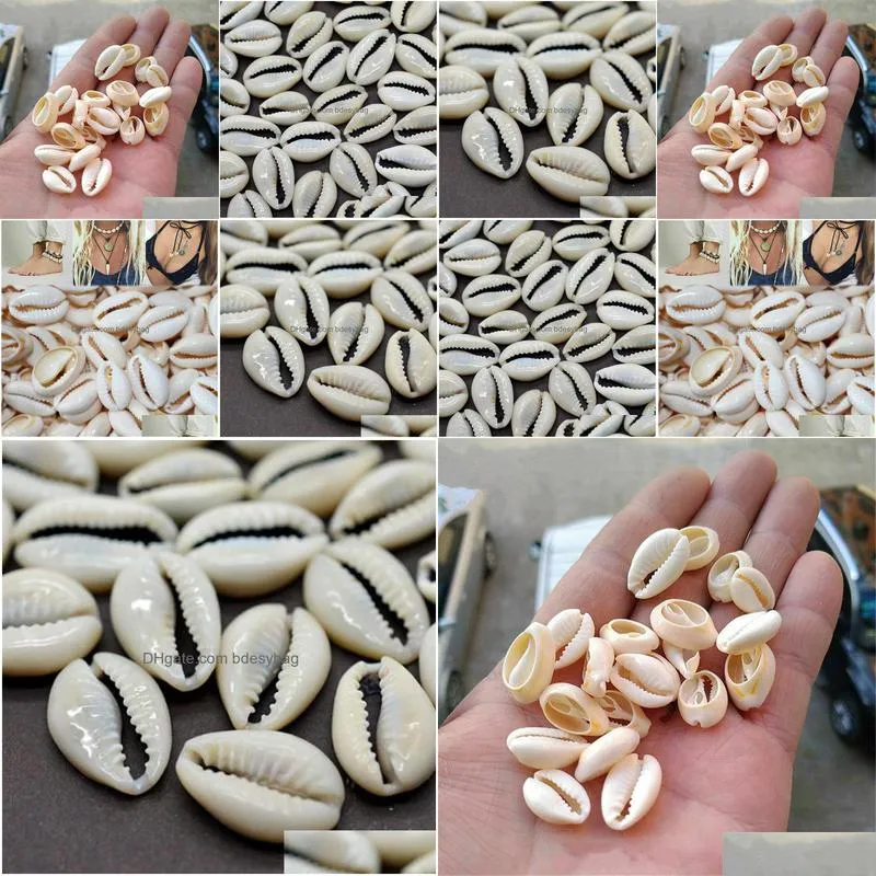 Koraliki 50pcs biała majsterkowicz morska skorupa cowrie cowry urok biżuterii plażowe akcesoria dla kobiet muszki kolczyki bransoletka naszyjnik upuść dhkie