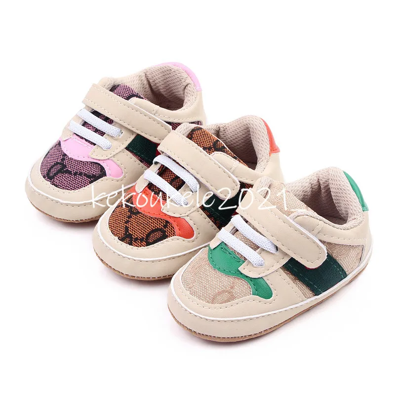 Babyschoenen eerste wandelaars pasgeboren babymeisjes jongens zachte zool schoen anti slip pu met canvas sneakers 0-18m