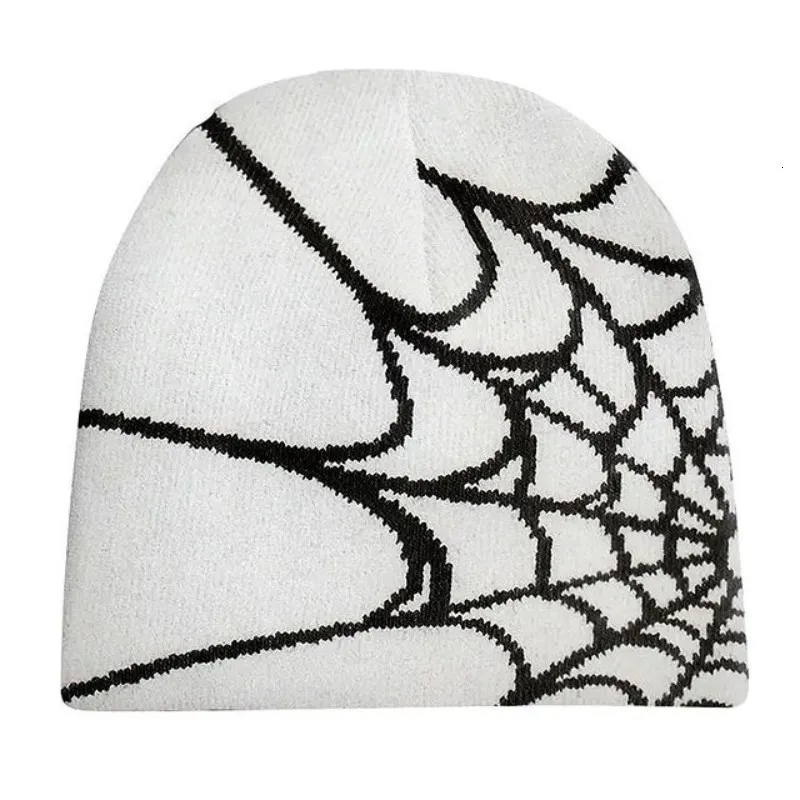 BeanieSkull Caps Caps Knitted Pullover Wool Hat Caps Spider Web Printed Warm Hat Hip-hop Fashion Street Punk Winter Knitted Cap Y2K Gothic Unisex 230410